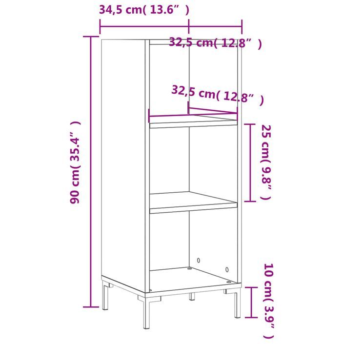 Buffet sonoma gris 34,5x32,5x90 cm bois d'ingénierie - Photo n°9