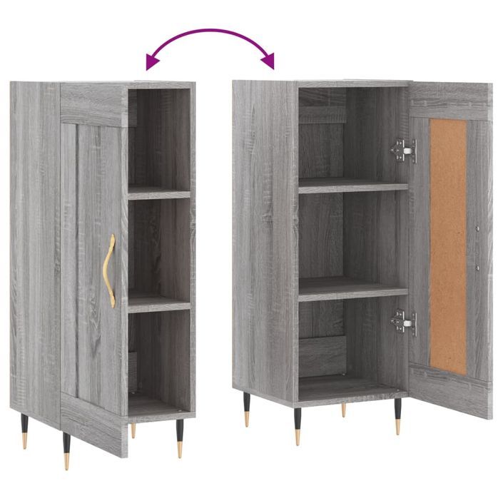 Buffet Sonoma gris 34,5x34x90 cm Bois d'ingénierie - Photo n°9