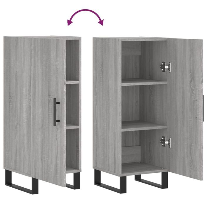 Buffet Sonoma gris 34,5x34x90 cm Bois d'ingénierie - Photo n°9