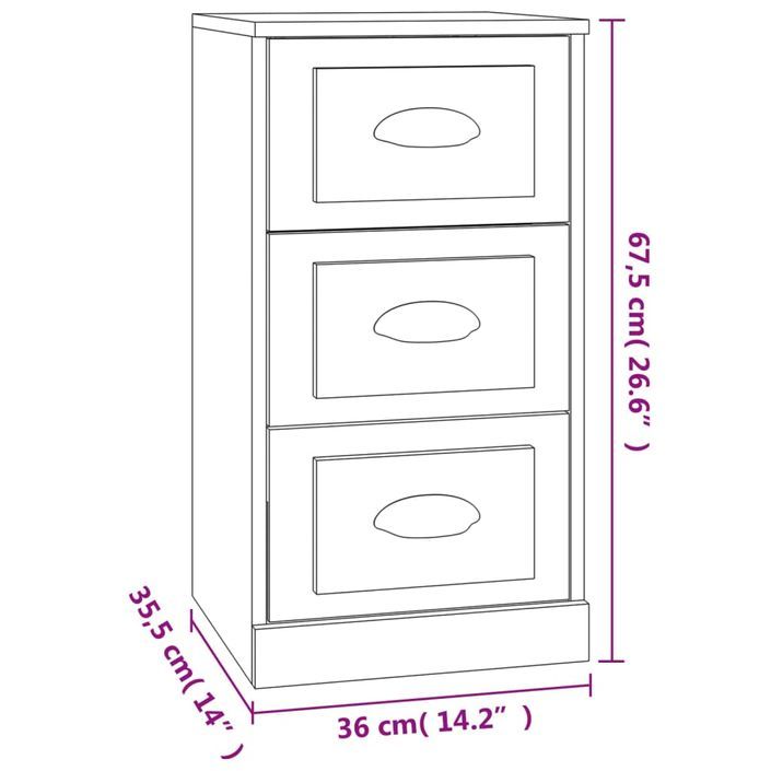 Buffet sonoma gris 36x35,5x67,5 cm bois d'ingénierie - Photo n°9