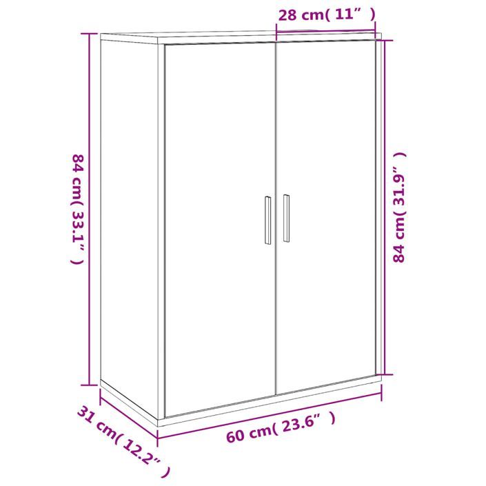 Buffet sonoma gris 60x31x84 cm bois d'ingénierie - Photo n°10