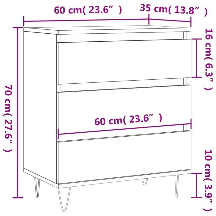 Buffet Sonoma gris 60x35x70 cm Bois d'ingénierie - Photo n°11