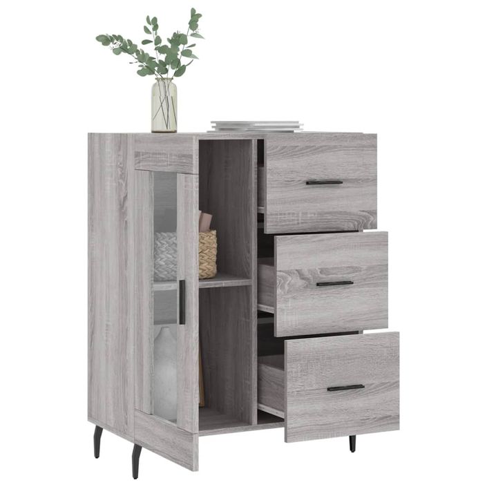 Buffet sonoma gris 69,5x34x90 cm bois d'ingénierie - Photo n°4