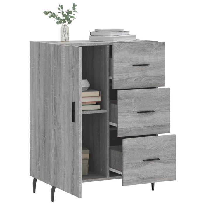 Buffet sonoma gris 69,5x34x90 cm bois d'ingénierie - Photo n°4