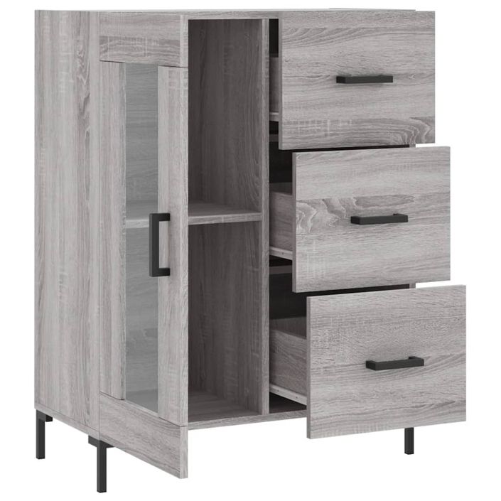 Buffet sonoma gris 69,5x34x90 cm bois d'ingénierie - Photo n°6