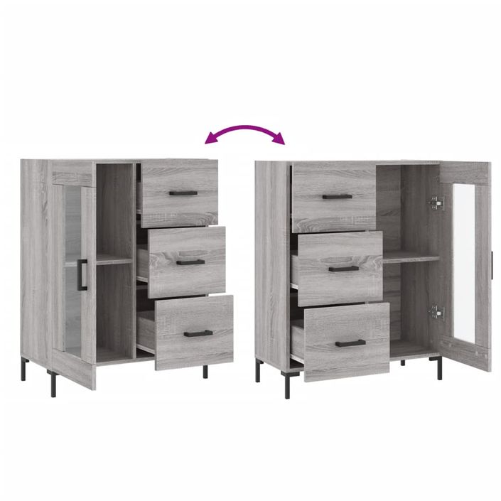 Buffet sonoma gris 69,5x34x90 cm bois d'ingénierie - Photo n°9