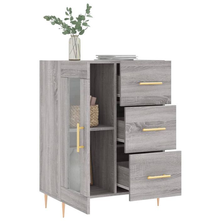 Buffet sonoma gris 69,5x34x90 cm bois d'ingénierie - Photo n°4