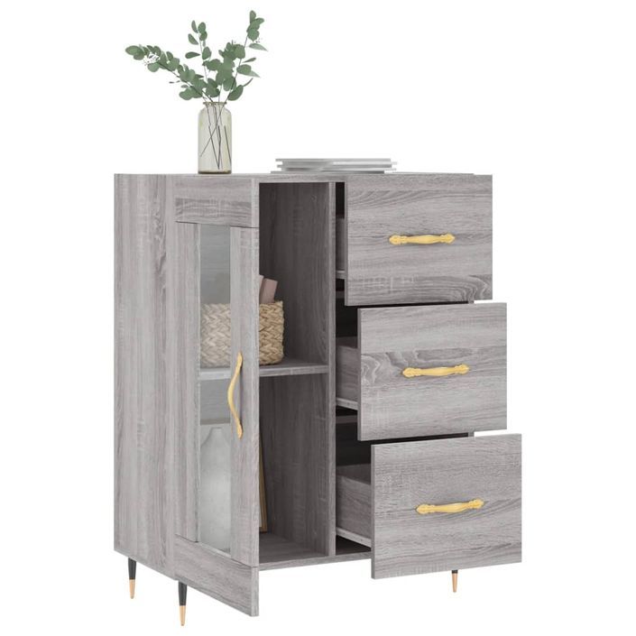 Buffet sonoma gris 69,5x34x90 cm bois d'ingénierie - Photo n°4