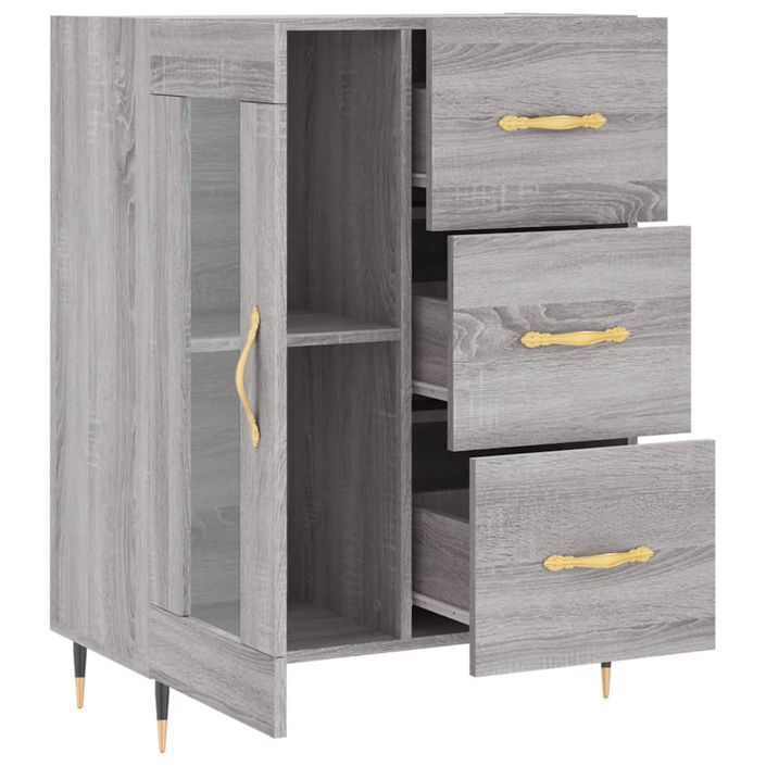 Buffet sonoma gris 69,5x34x90 cm bois d'ingénierie - Photo n°6