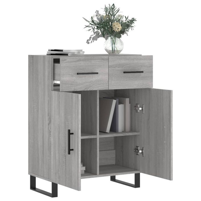 Buffet sonoma gris 69,5x34x90 cm bois d'ingénierie - Photo n°4