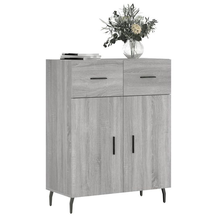 Buffet sonoma gris 69,5x34x90 cm bois d'ingénierie - Photo n°3