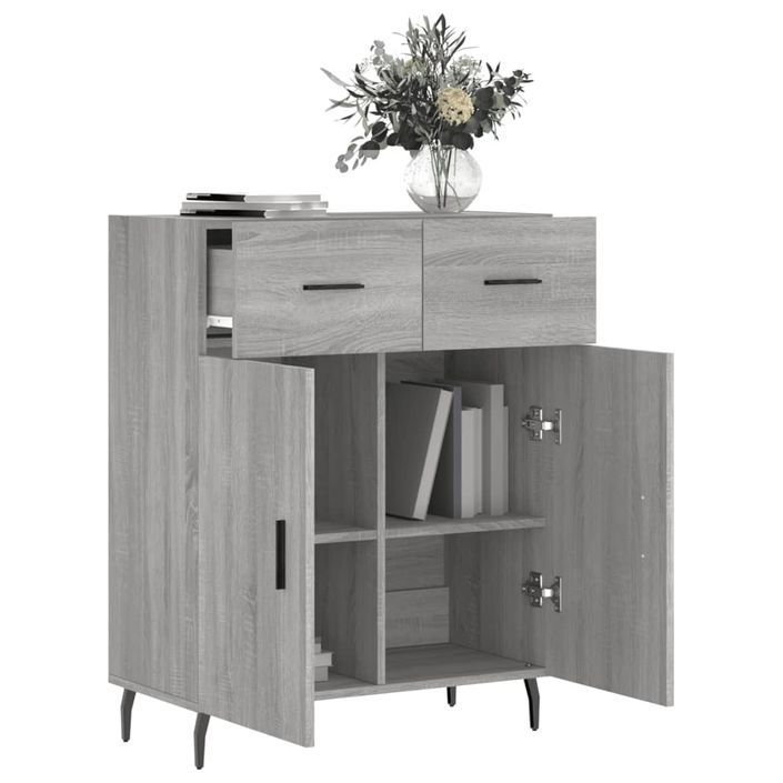 Buffet sonoma gris 69,5x34x90 cm bois d'ingénierie - Photo n°4