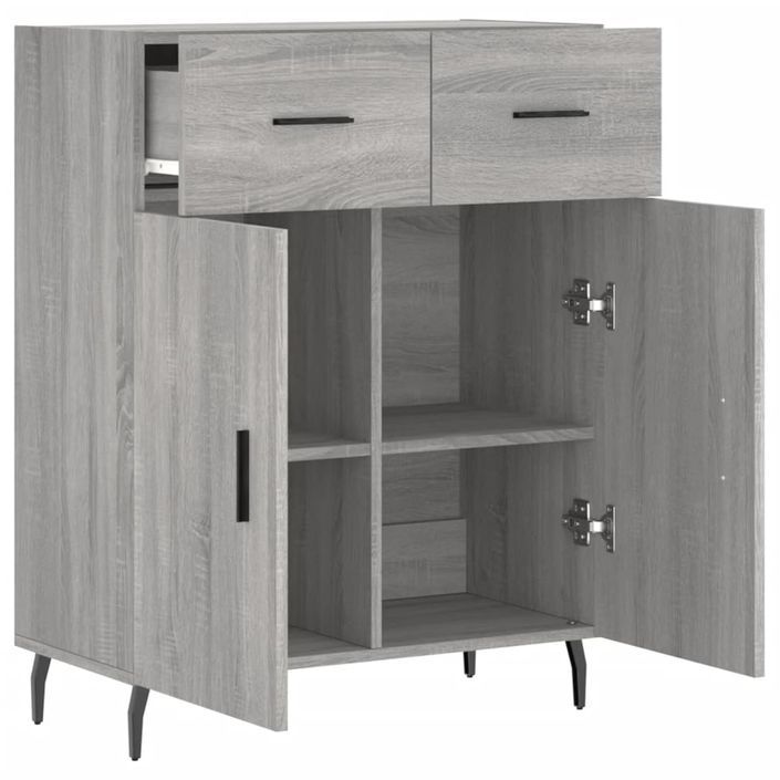 Buffet sonoma gris 69,5x34x90 cm bois d'ingénierie - Photo n°5