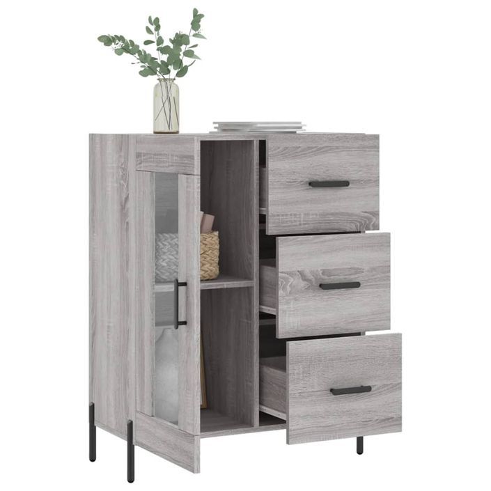 Buffet sonoma gris 69,5x34x90 cm bois d'ingénierie - Photo n°4