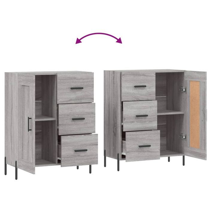 Buffet sonoma gris 69,5x34x90 cm bois d'ingénierie - Photo n°9