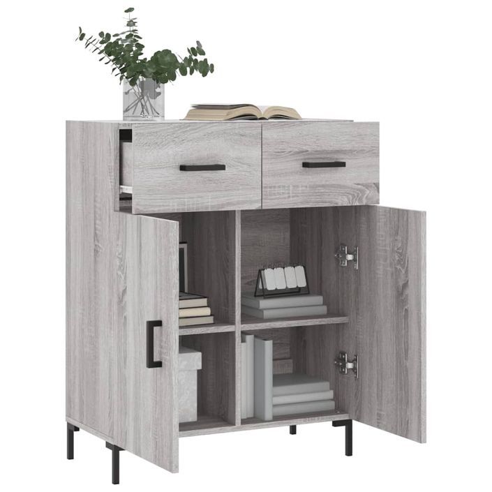 Buffet sonoma gris 69,5x34x90 cm bois d'ingénierie - Photo n°4