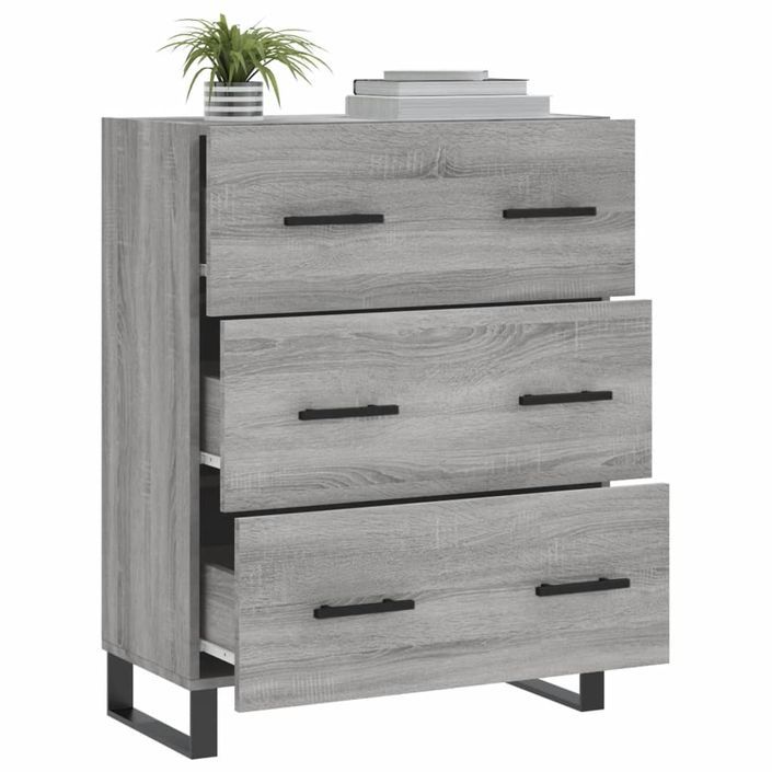 Buffet sonoma gris 69,5x34x90 cm bois d'ingénierie - Photo n°4