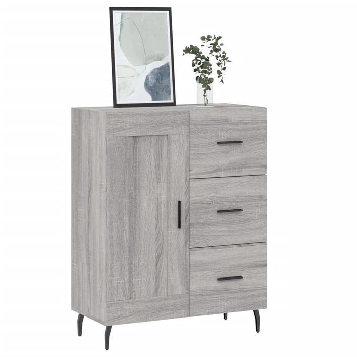 Buffet sonoma gris 69,5x34x90 cm bois d'ingénierie - Photo n°4