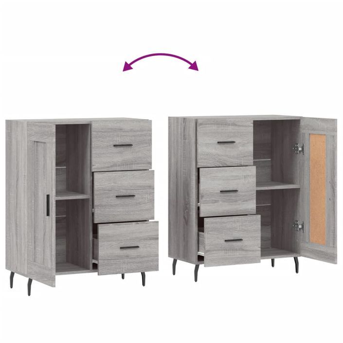 Buffet sonoma gris 69,5x34x90 cm bois d'ingénierie - Photo n°9