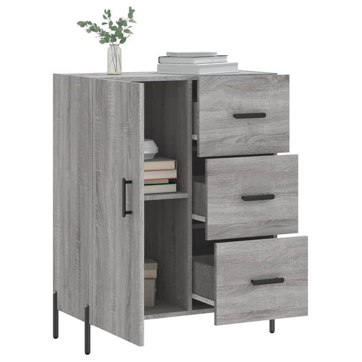 Buffet sonoma gris 69,5x34x90 cm bois d'ingénierie - Photo n°4