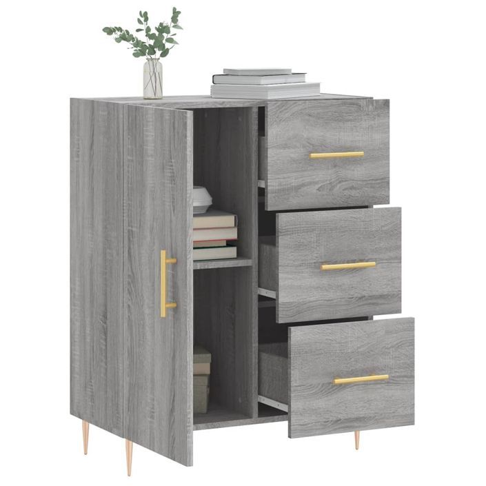 Buffet sonoma gris 69,5x34x90 cm bois d'ingénierie - Photo n°4