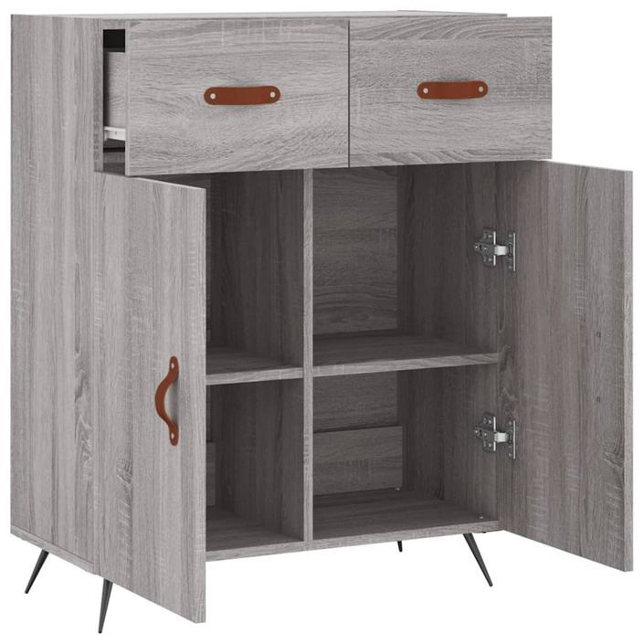 Buffet sonoma gris 69,5x34x90 cm bois d'ingénierie - Photo n°5