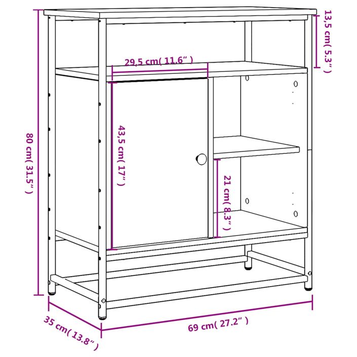 Buffet sonoma gris 69x35x80 cm bois d'ingénierie - Photo n°11