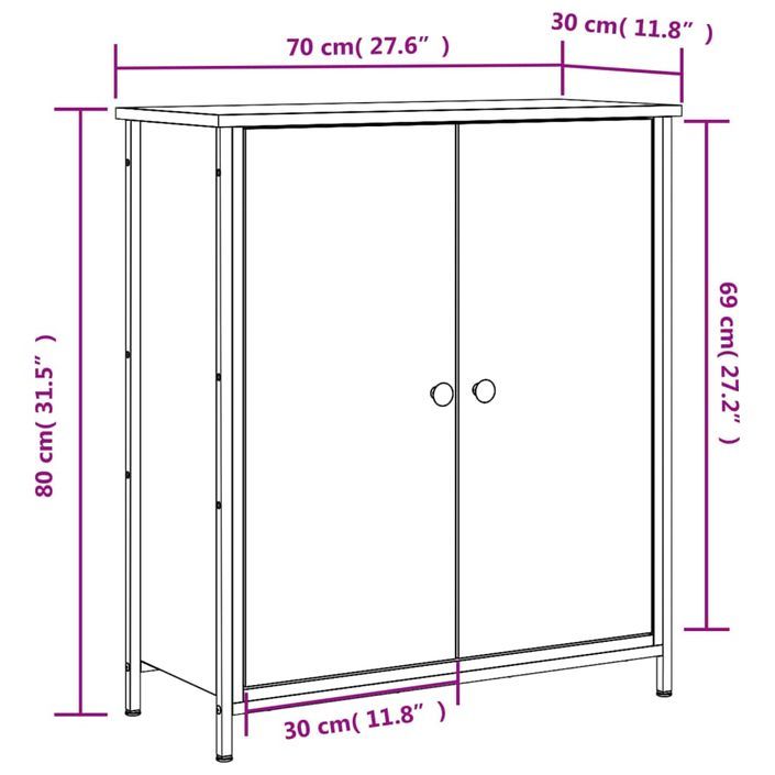 Buffet sonoma gris 70x30x80 cm bois d'ingénierie - Photo n°11