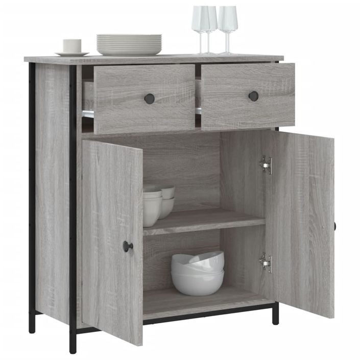 Buffet sonoma gris 70x30x80 cm bois d'ingénierie - Photo n°4