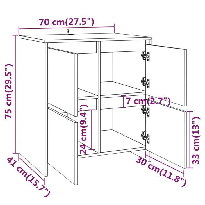 Buffet Sonoma gris 70x41x75 cm Bois d'ingénierie - Photo n°10