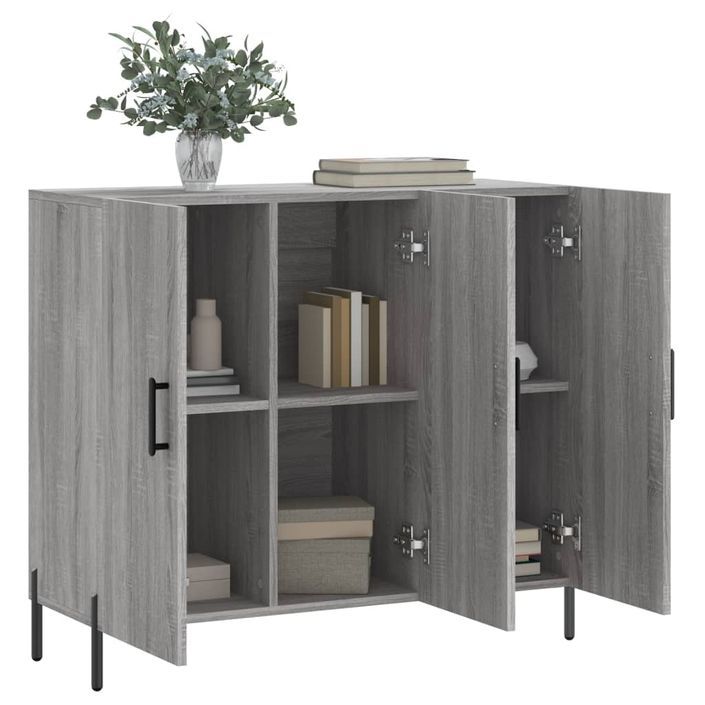 Buffet sonoma gris 90x34x80 cm bois d'ingénierie - Photo n°4