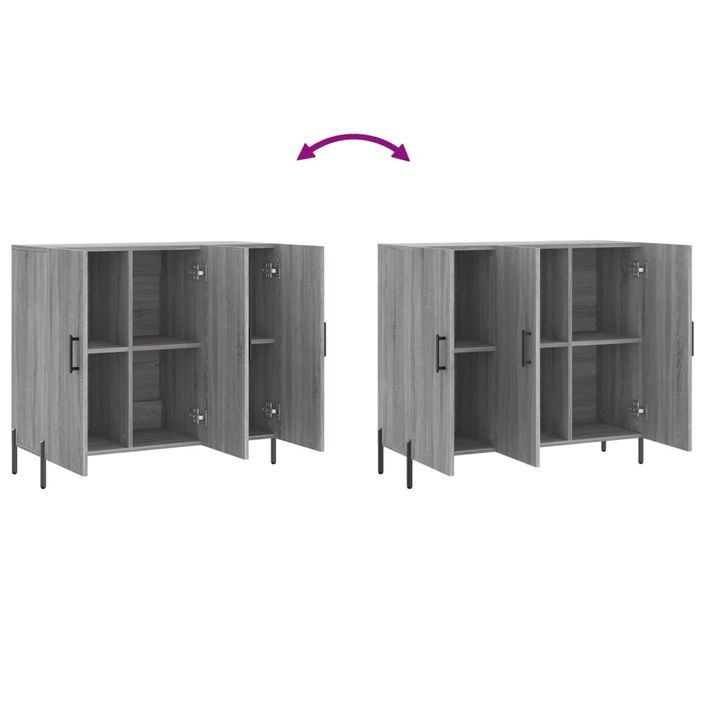 Buffet sonoma gris 90x34x80 cm bois d'ingénierie - Photo n°9