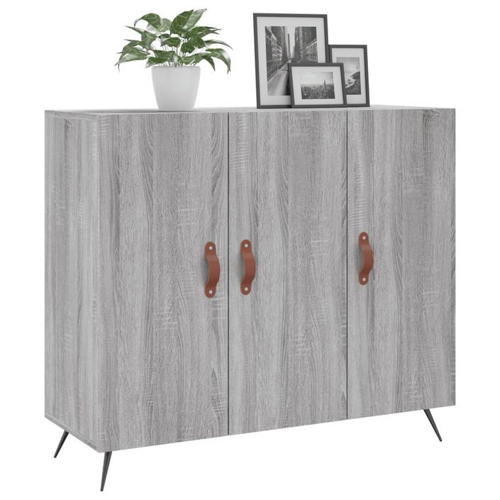 Buffet sonoma gris 90x34x80 cm bois d'ingénierie - Photo n°3