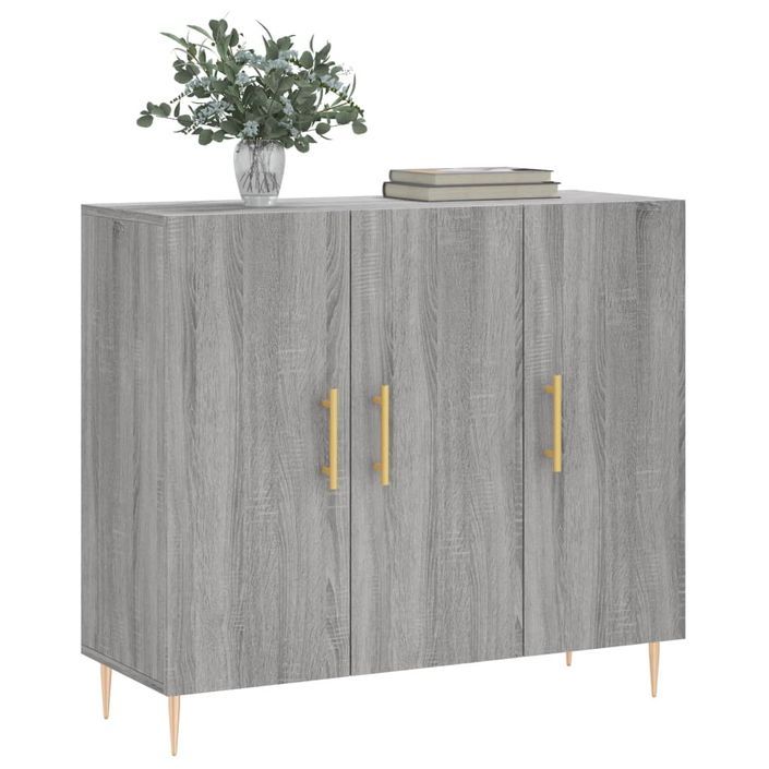 Buffet sonoma gris 90x34x80 cm bois d'ingénierie - Photo n°3