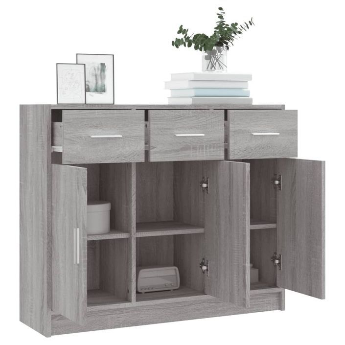 Buffet sonoma gris 91x28x75 cm bois d'ingénierie - Photo n°4