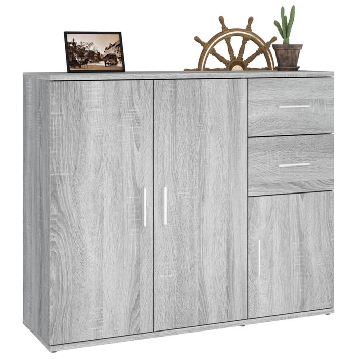 Buffet Sonoma gris 91x29,5x75 cm Bois d'ingénierie - Photo n°5