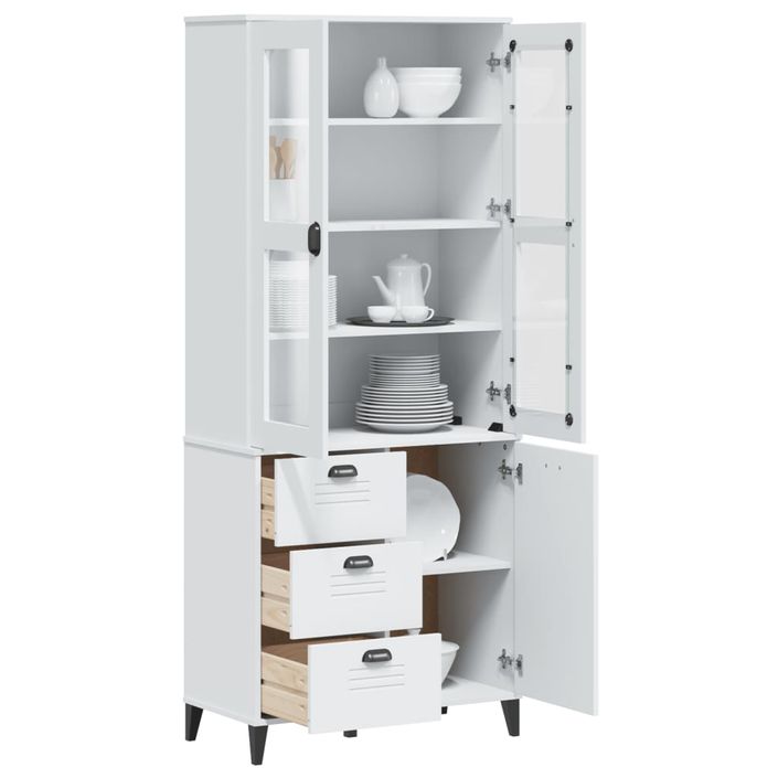 Buffet VIKEN blanc 80x40x190 cm bois massif de pin - Photo n°1