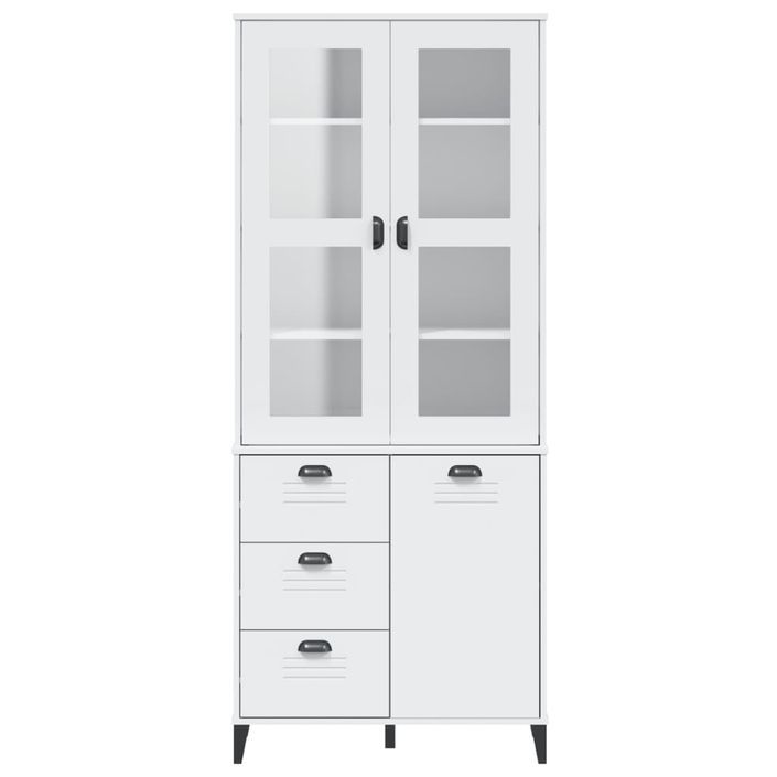 Buffet VIKEN blanc 80x40x190 cm bois massif de pin - Photo n°4