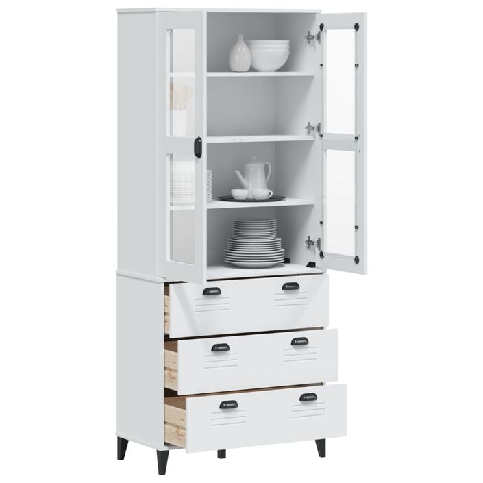 Buffet VIKEN blanc 80x40x190 cm bois massif de pin - Photo n°1