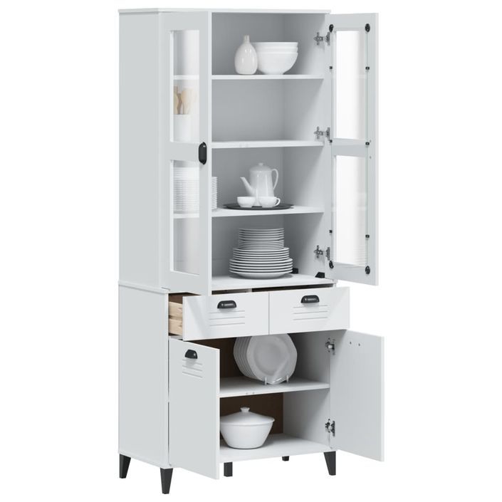 Buffet VIKEN blanc 80x40x190 cm bois massif de pin - Photo n°1