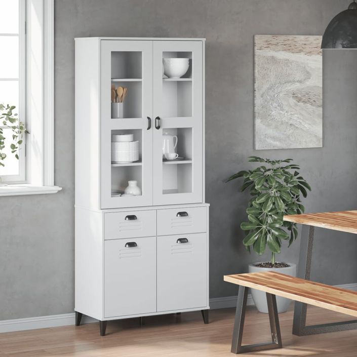 Buffet VIKEN blanc 80x40x190 cm bois massif de pin - Photo n°3