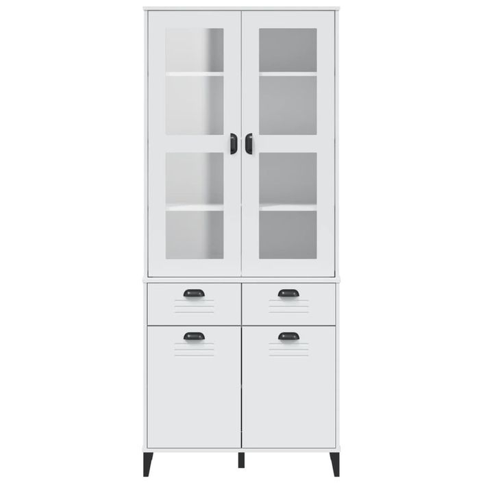 Buffet VIKEN blanc 80x40x190 cm bois massif de pin - Photo n°4