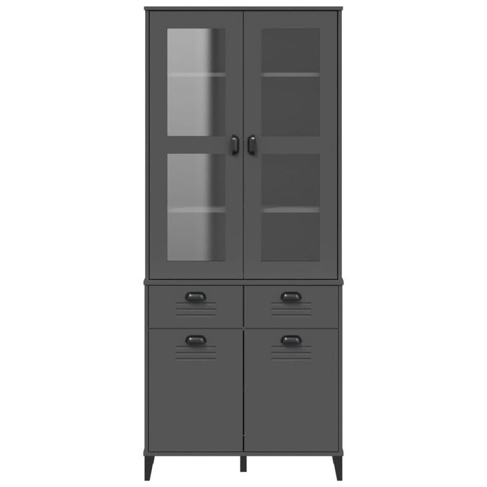 Buffet VIKEN gris anthracite 80x40x190 cm bois massif de pin - Photo n°4