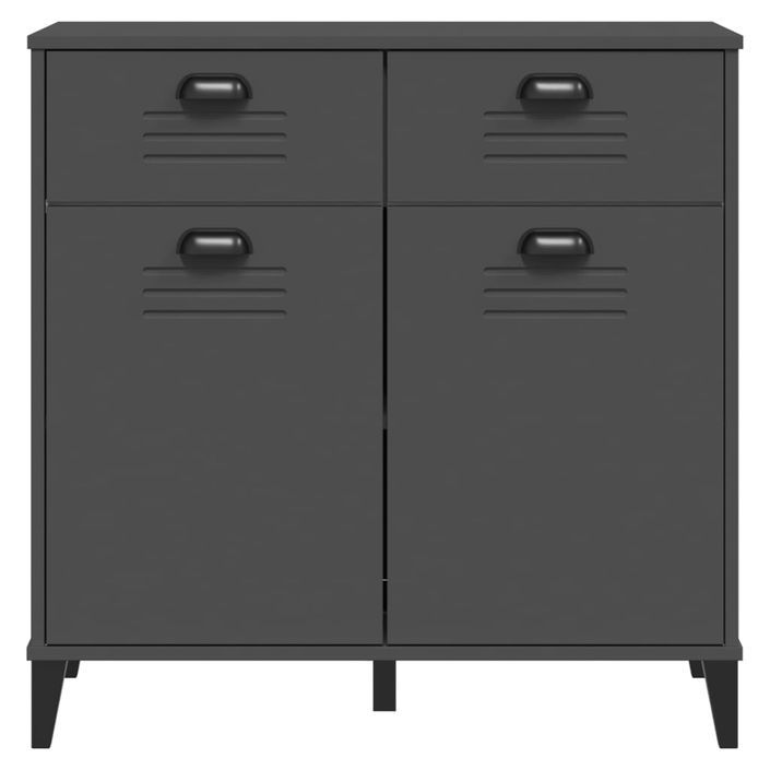 Buffet VIKEN gris anthracite 80x40x80 cm bois massif de pin - Photo n°6