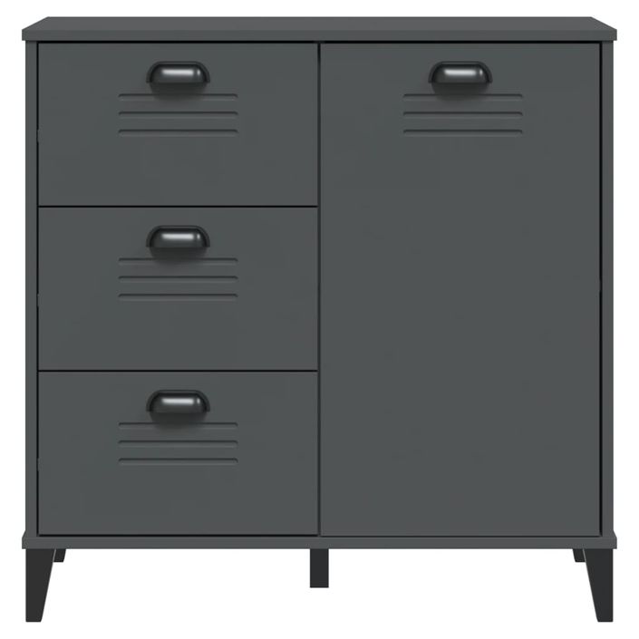 Buffet VIKEN gris anthracite 80x40x80 cm bois massif de pin - Photo n°6