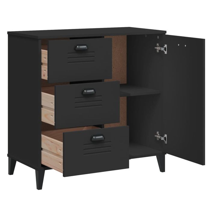 Buffet VIKEN noir 80x40x80 cm bois massif de pin - Photo n°5