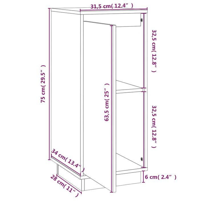 Buffets 2 pcs 31,5x34x75 cm Bois massif de pin 2 - Photo n°9