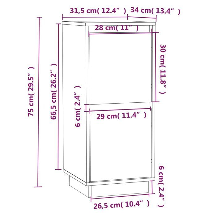 Buffets 2 pcs 31,5x34x75 cm Bois massif de pin - Photo n°8