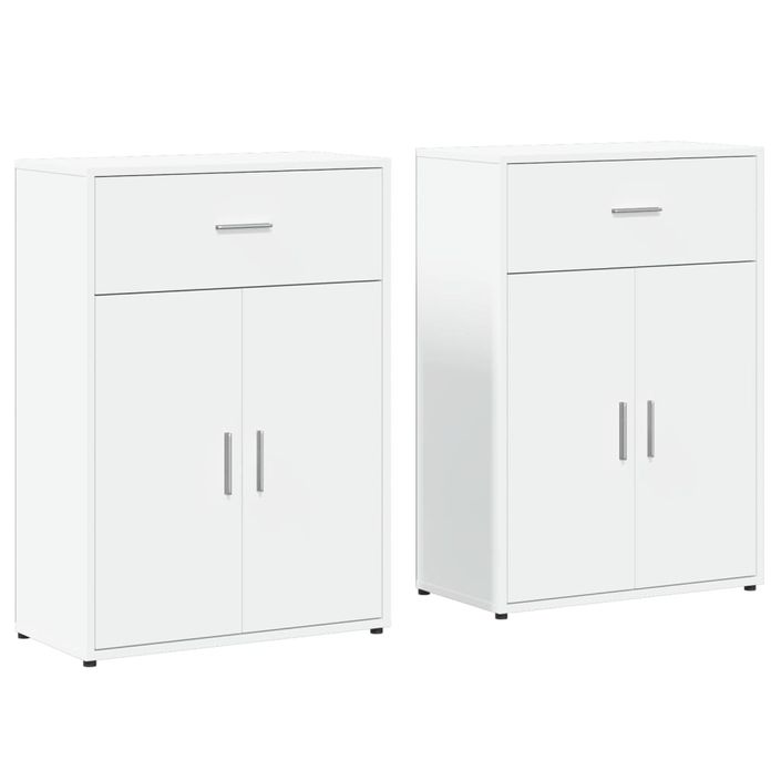 Buffets 2 pcs blanc 60x30x84 cm bois d'ingénierie - Photo n°1