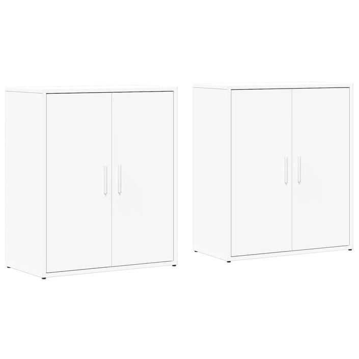 Buffets 2 pcs blanc 60x31x70 cm bois d'ingénierie - Photo n°1